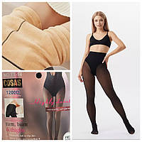 Колготи жіночі на флісі з імітацією капронових 44-52р чорні