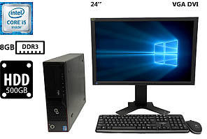 Комплект | Комп'ютер Fujitsu Esprimo E700 E90+ SFF/Core i5-2400 3.10GHz/8GB DDR3/HDD 500GB | Монітор 24” Eizo FlexScan S2402W Б/В
