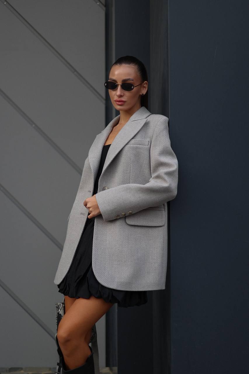 Жіноче кашемірове пальто-жакет вільного крою з коміром відкладним Gs2703