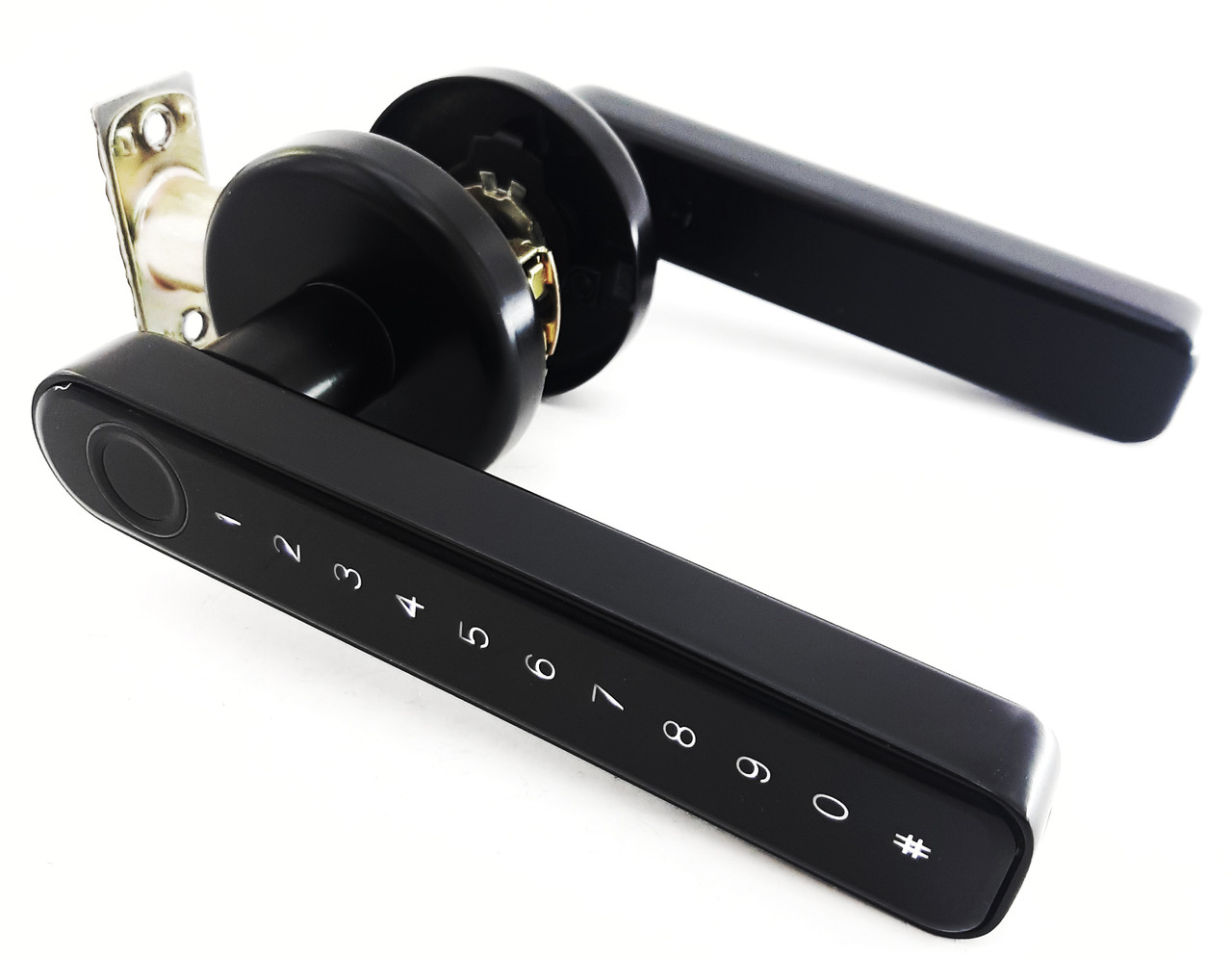 Біометричний замок для дверей PES Hand з кнопкою чорний, фото 1