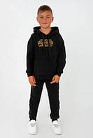 Штани для хлопчиків, чорні, футер із начосом Тм Авекс розмір 104 см