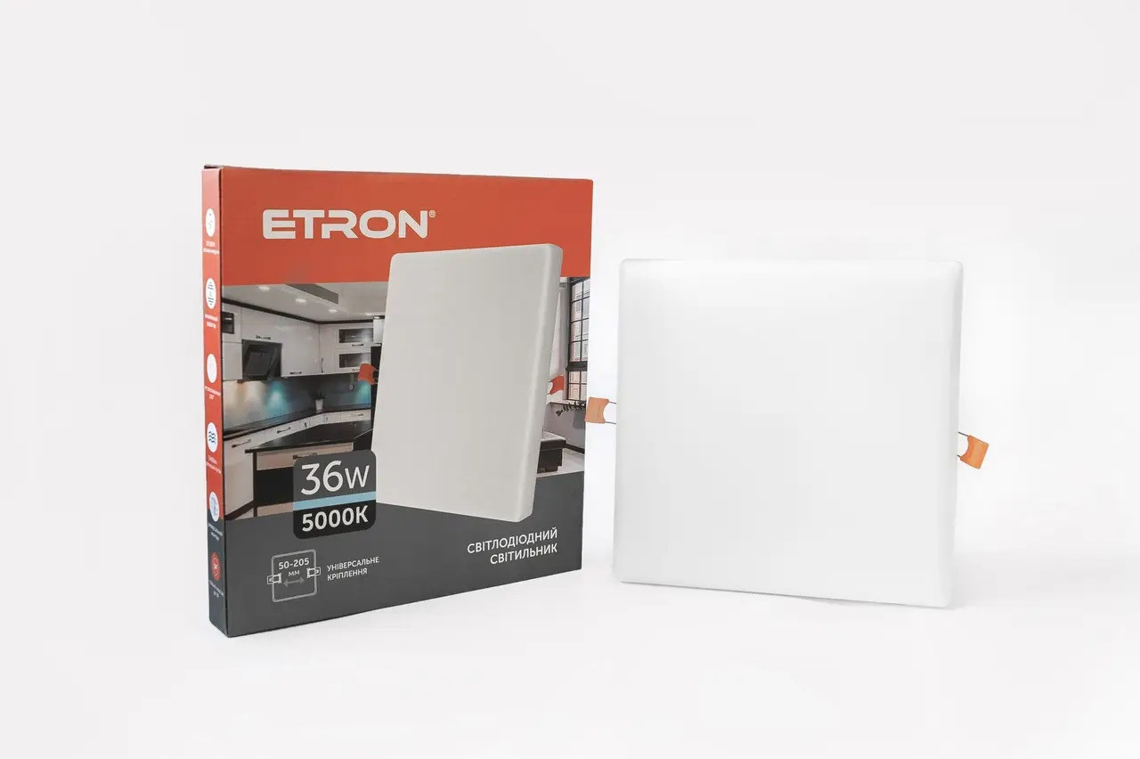 Світильник вбудований 36W 5000К ETRON Downlight 1-EDP-668 квадратний білий, фото 1