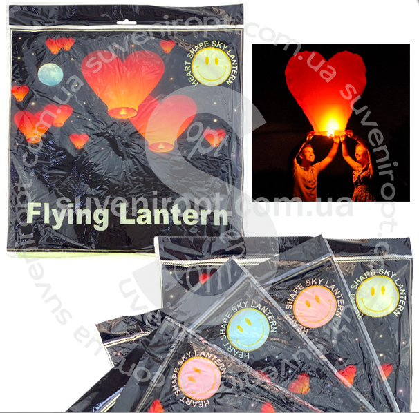 Небесний ліхтар у формі Серця 10 шт., фото 1