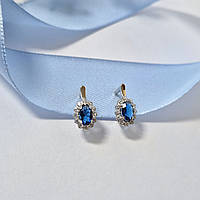 Срібні сережки із Синіми каменями срібло 925 проби Родоване 82590с 2.34г