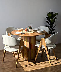 Комплект: круглий стіл "Батл" з ясена + 4 м'яких стільці "Джим"