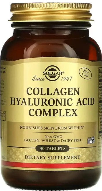 Для суглобів гіалуронова кислота Solgar Collagen Hyaluronic Acid Complex 30 таб