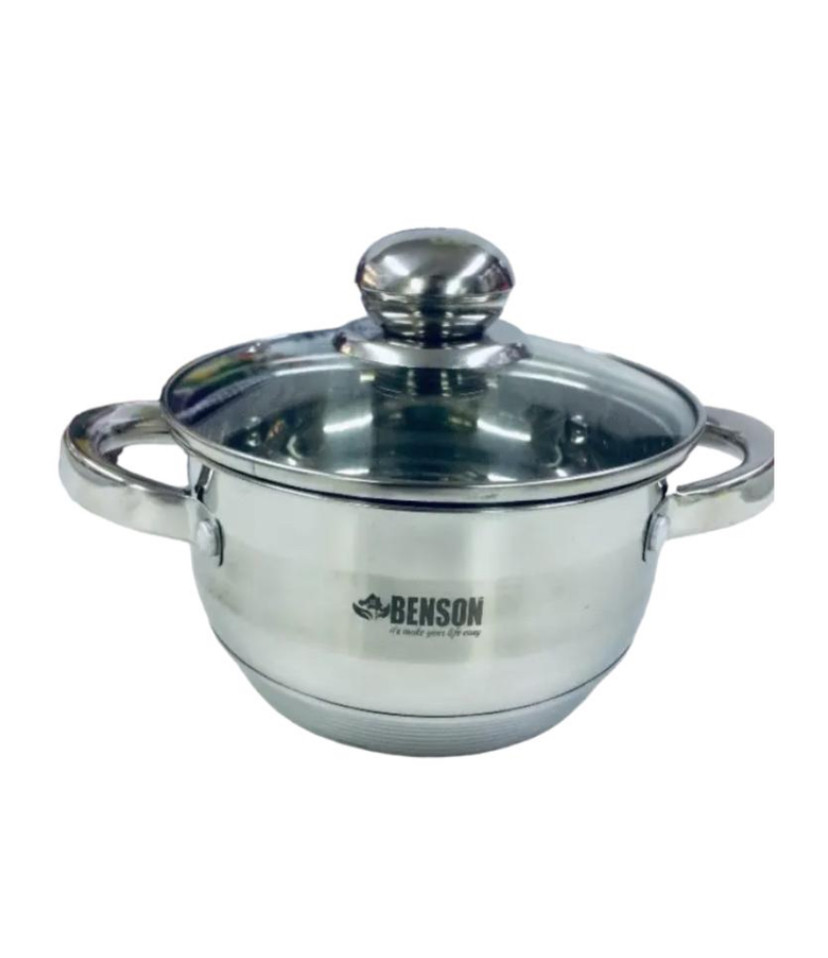 Каструля з кришкою 1.8 літра неіржавка сталь Benson BN-217H, фото 1