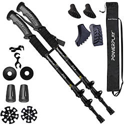 Трекінгові палиці PowerPlay 9109 Fika Black/Yellow 60-135 см (пара) + 2-ві пари чобітків + чохол