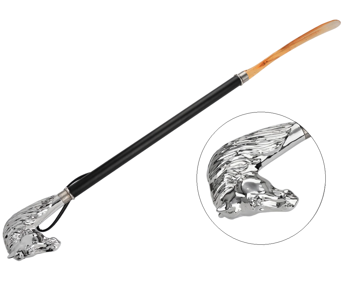 Рожок-лопатка для взуття метал+пластик голова коня, фото 1