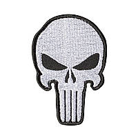 Шеврон з логотипом Punisher на липучці, 8.8 х 5.7 см. Чорно-білий