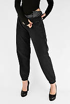 Жіночі зимові штани в рубчик (вельвет) Штани на хутрі під манжет M-2XL Чорний колір, фото 3