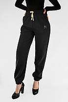 Жіночі зимові штани в рубчик (вельвет) Штани на хутрі під манжет M-2XL Чорний колір, фото 4