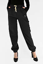 Жіночі зимові штани в рубчик (вельвет) Штани на хутрі під манжет M-2XL Чорний колір, фото 5