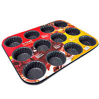 Форма для випічки кексів та маффінів з антипригарним покриттям 35*26*3см 1145 А-Плюс