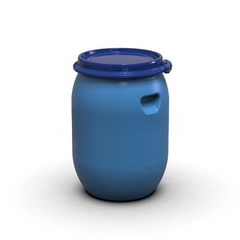 Бочка харчова 55 л d37см 3 кулі синя пластик.хомут + засувка LITOLAN