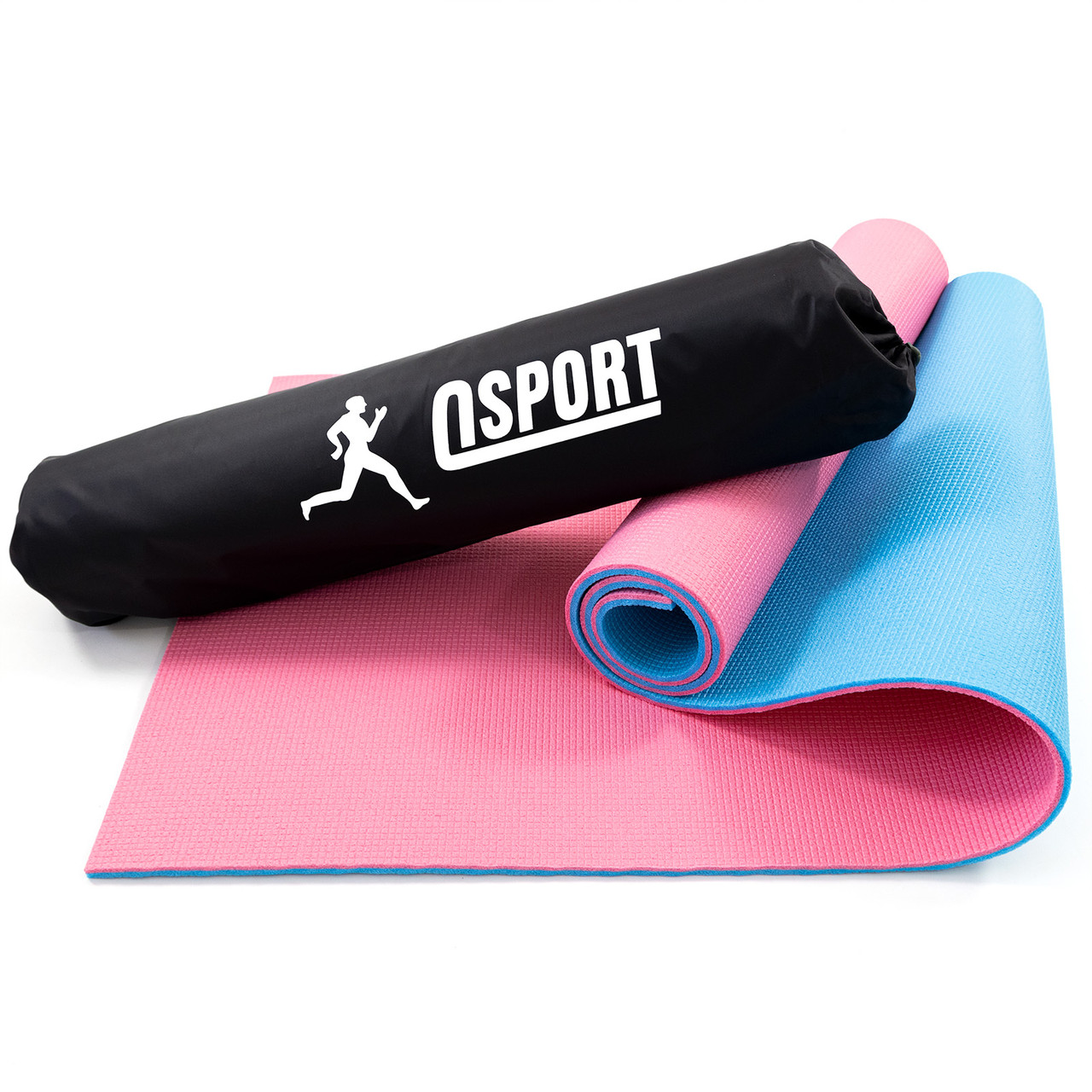 Килимок для йоги, фітнесу та спорту (каремат спортивний) OSPORT Спорт 8мм + чохол (n-0008) Рожево-блакитний