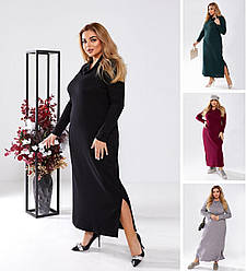 Плаття довге ангора великого розміру та батал тепле однотонне максі, р. 50/52, 54/56, 58/60, 62/64