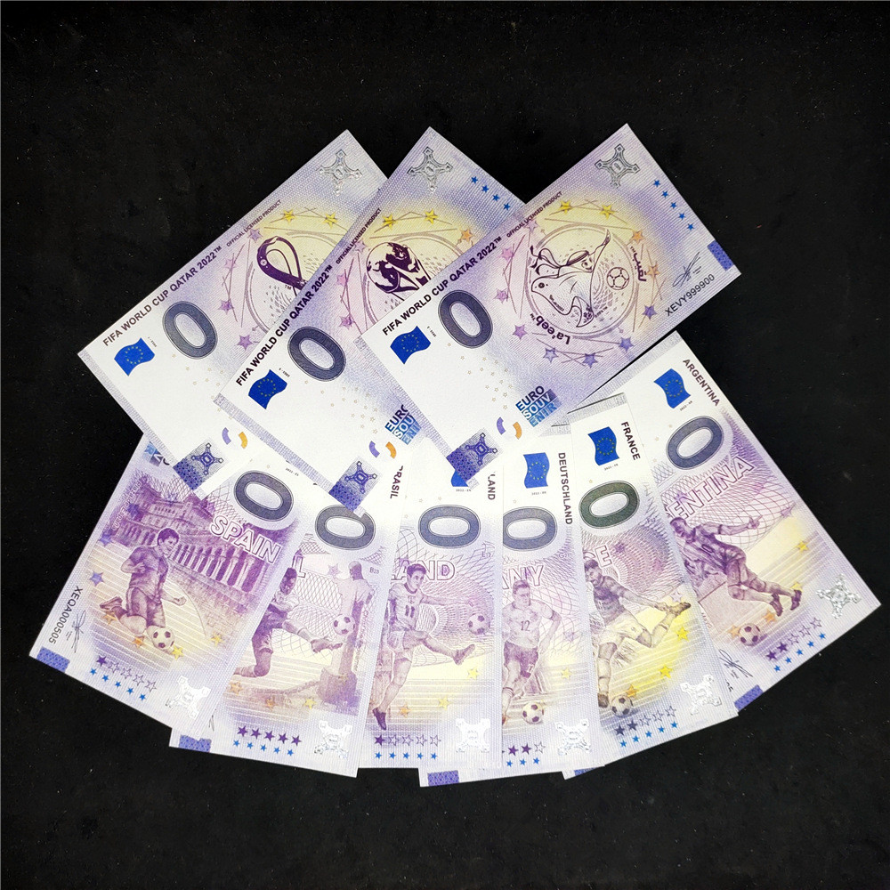Набір банкнот 0 Euro 0 євро Чемпіонат світу з футболу 2022 World Cup Qatar — 9 банкнот, фото 1
