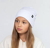 Шапка бавовняна Рубчик Puma (відворот) білий