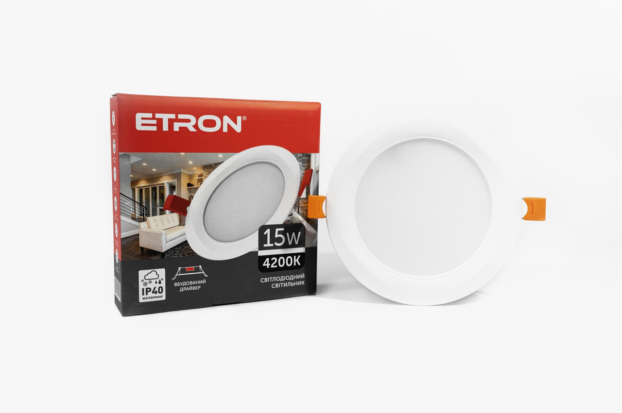 Led світильник врізний 15W 4200К ETRON Downlight 1-EDP-628 круглий білий, фото 1