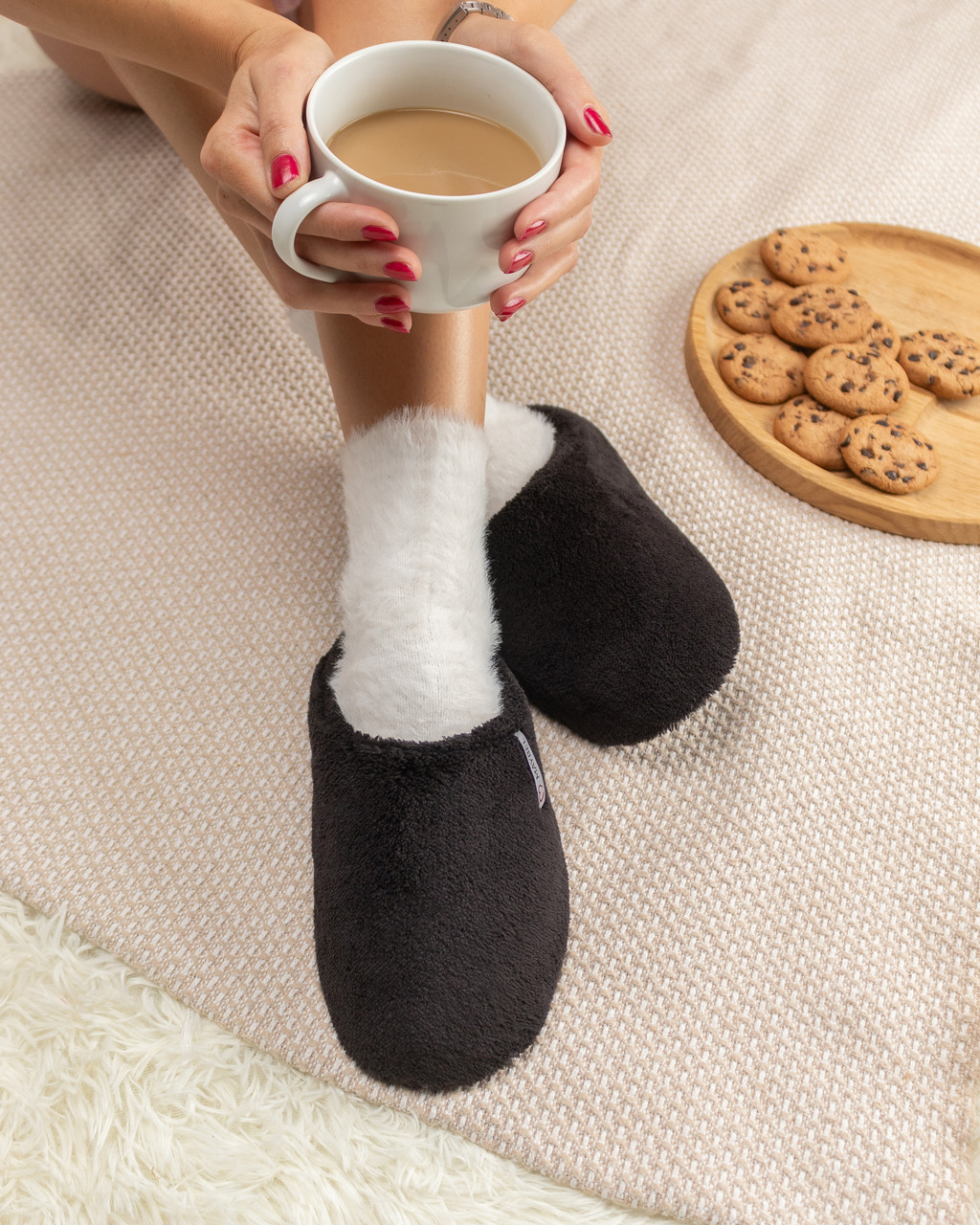 Капці домашні махрові закриті утепленні Чорний, фото 1