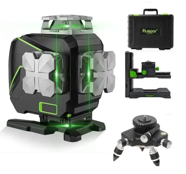 Лазерний 4D рівень Huepar S04CG + поворотна платформа Huepar з мікропідстройкою