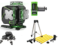 Лазерний рівень Huepar S04CG + поворотна платформа Huepar + приймач луча Huepar + штанга-штатив 3,7м