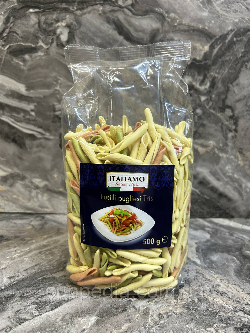 Макарони Italiamo Fusilli pugliesi Tris з томатом та шпинатом 500 грм