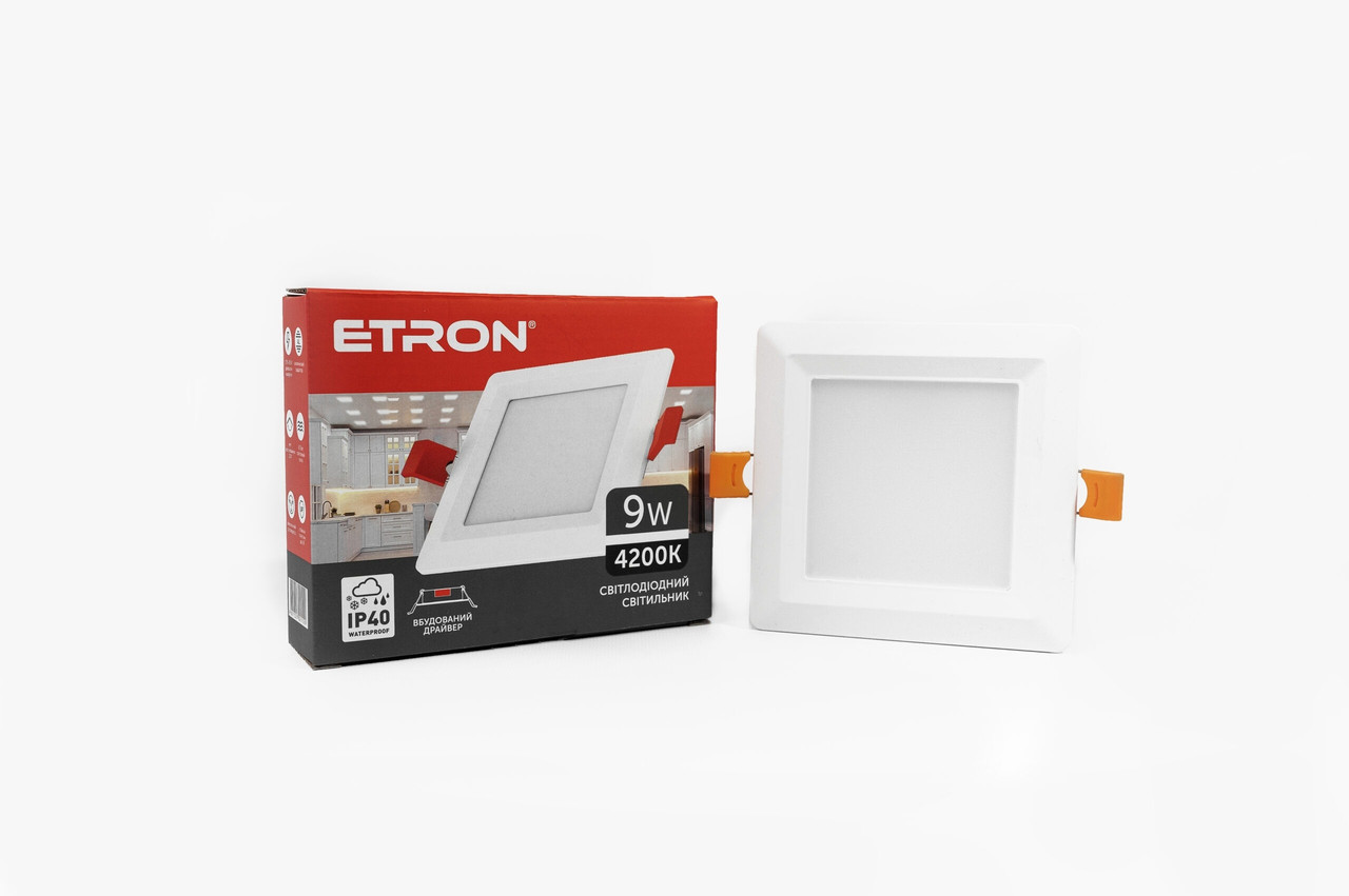 Led світильник точковий 9W 4200К ETRON Downlight 1-EDP-675 білий квадратний, фото 1