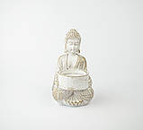 Підсвічник Будда (обіймає) з полістоуну 15х10х10 см біло-золотий, фото 4