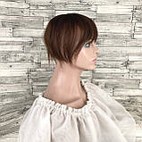 Накладка з натурального волосся світло-коричневого кольору з імітацією росту волосся пряма постиж, фото 2