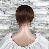 Накладка з натурального волосся світло-коричневого кольору з імітацією росту волосся пряма постиж, фото 3