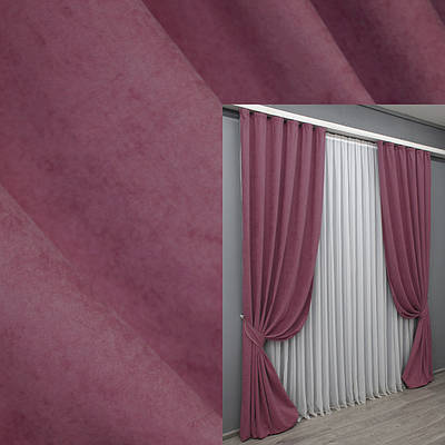 Комплект штор (2шт. 1,5х2,85м.) мікровелюр, колекція "Petek". Колір темно-рожевий. Код 1517ш 33-0400