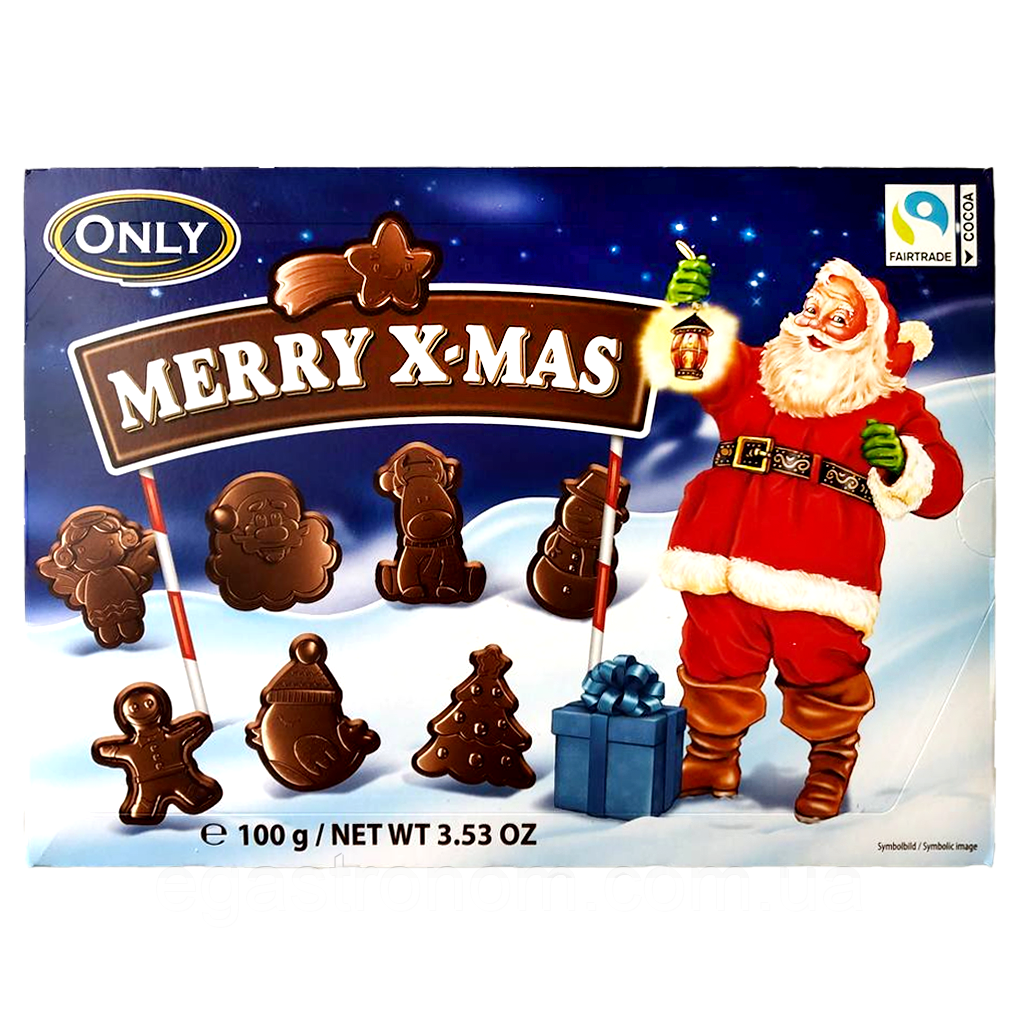 Шоколад різдвяні фігурки Онлі Only 100g 22шт/ящ (Код: 00-00005056)