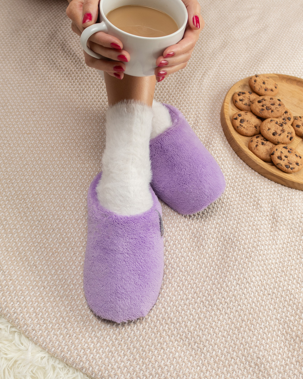 Капці домашні махрові закриті утепленні Бузковий, фото 1