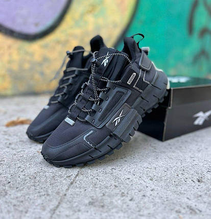 Чоловічі кросівки Reebok Zig Kinetica Edge Fit All Black Рибук Кінетика чорні кросівки водовідштовхувальні, фото 1