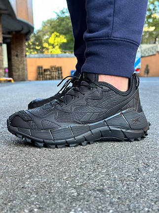 Чоловічі кросівки Reebok Zig Kinetica 2 Edge gore-tex Black Рібук Зіг Кінетика 2 Чорні повністю, фото 1