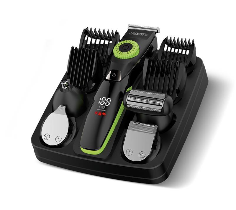 Набір для стрижки Ardesto SHR-9WPR, для бороди, вусів, голови, носа і тіла, мережа+акум., насадок-9, титан.напил., чорний
