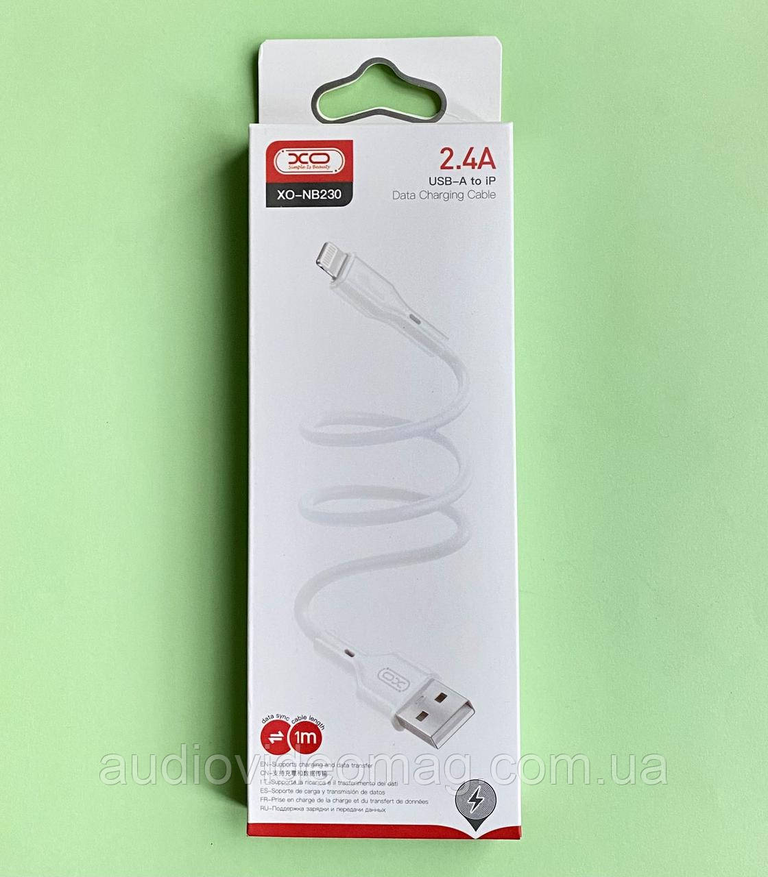 Кабель USB Data Lightning Apple iPhone, 2.4А, 1 метр, білий