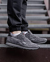 Чоловічі кросівки Reebok Classic Leather Light Grey Взуття Рібук Класік сірі замш демісезон, фото 6