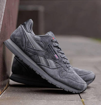 Чоловічі кросівки Reebok Classic Leather Light Grey Взуття Рібук Класік сірі замш демісезон, фото 1
