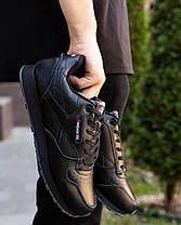 Чоловічі кросівки Reebok Classic Leather Total Black ND Взуття Рібук Класик чорні шкіра демісезон, фото 3