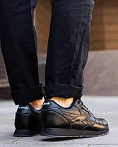 Чоловічі кросівки Reebok Classic Leather Total Black ND Взуття Рібук Класик чорні шкіра демісезон, фото 5
