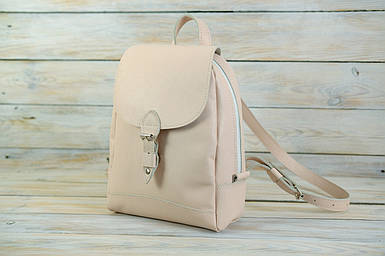 Жіночий рюкзак Женева з натуральної шкіри колір Пудра