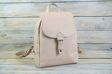 Жіночий шкіряний рюкзак Женева, натуральна гладка Шкіра, колір Пудра