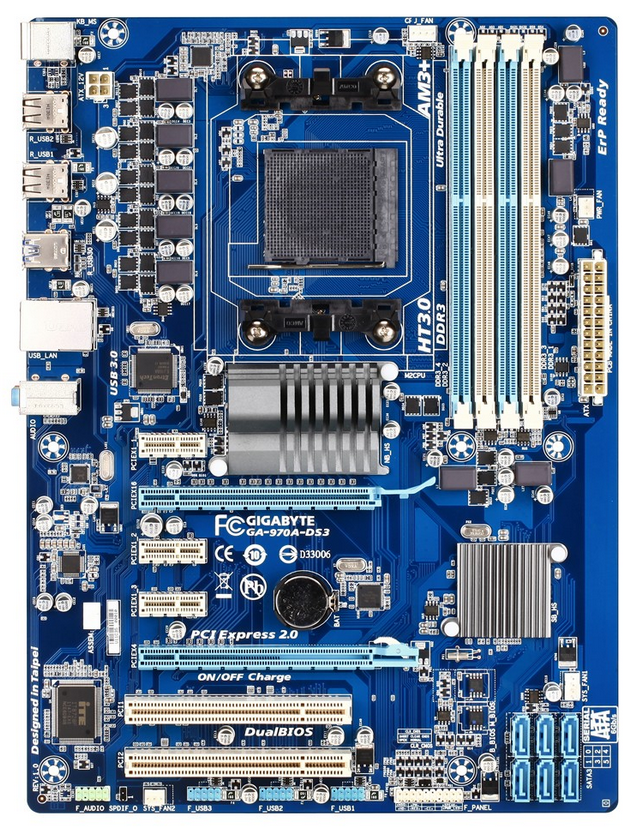 ТОПОВА Плата AMD SAM3 AM3 + GIGABYTE GA-970A-DS3 на DDR3 ! Розуміє ВСІ 2-6 ядерні ПРОЦИ + FX 125W