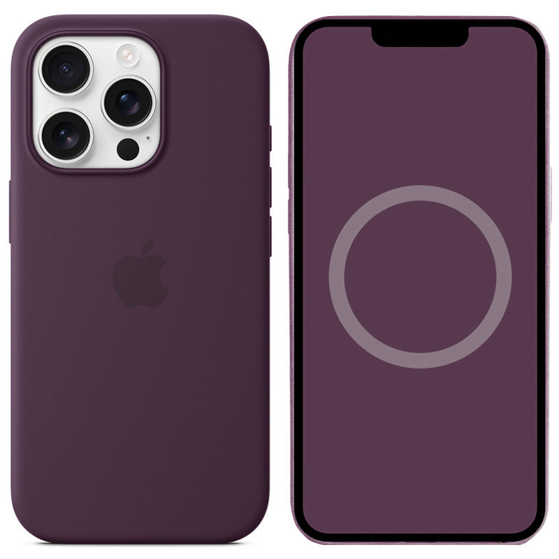 Чохол Silicone case (AAA) with Magsafe and Animation (button) для Apple iPhone 16 Pro (6.3") Plum