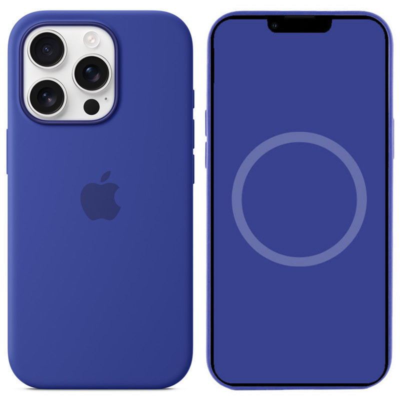 Чохол Silicone case (AAA) with Magsafe and Animation (button) для Apple iPhone 16 Pro (6.3") Ultramarine