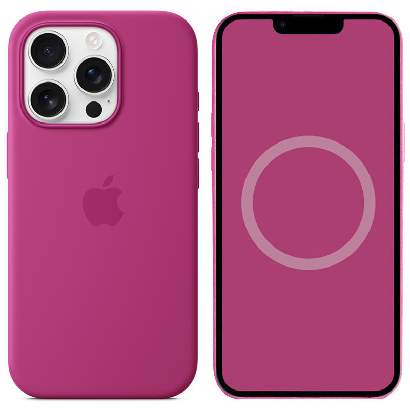 Чохол Silicone case (AAA) with Magsafe and Animation (button) для Apple iPhone 16 Pro (6.3") Fuchsia