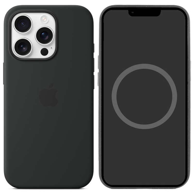 Чохол Silicone case (AAA) with Magsafe and Animation (button) для Apple iPhone 16 Pro (6.3") Black